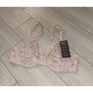 Bali 6543 Lace Desire Unlined Full Figure Underwire Bra Womens 36B Beige New